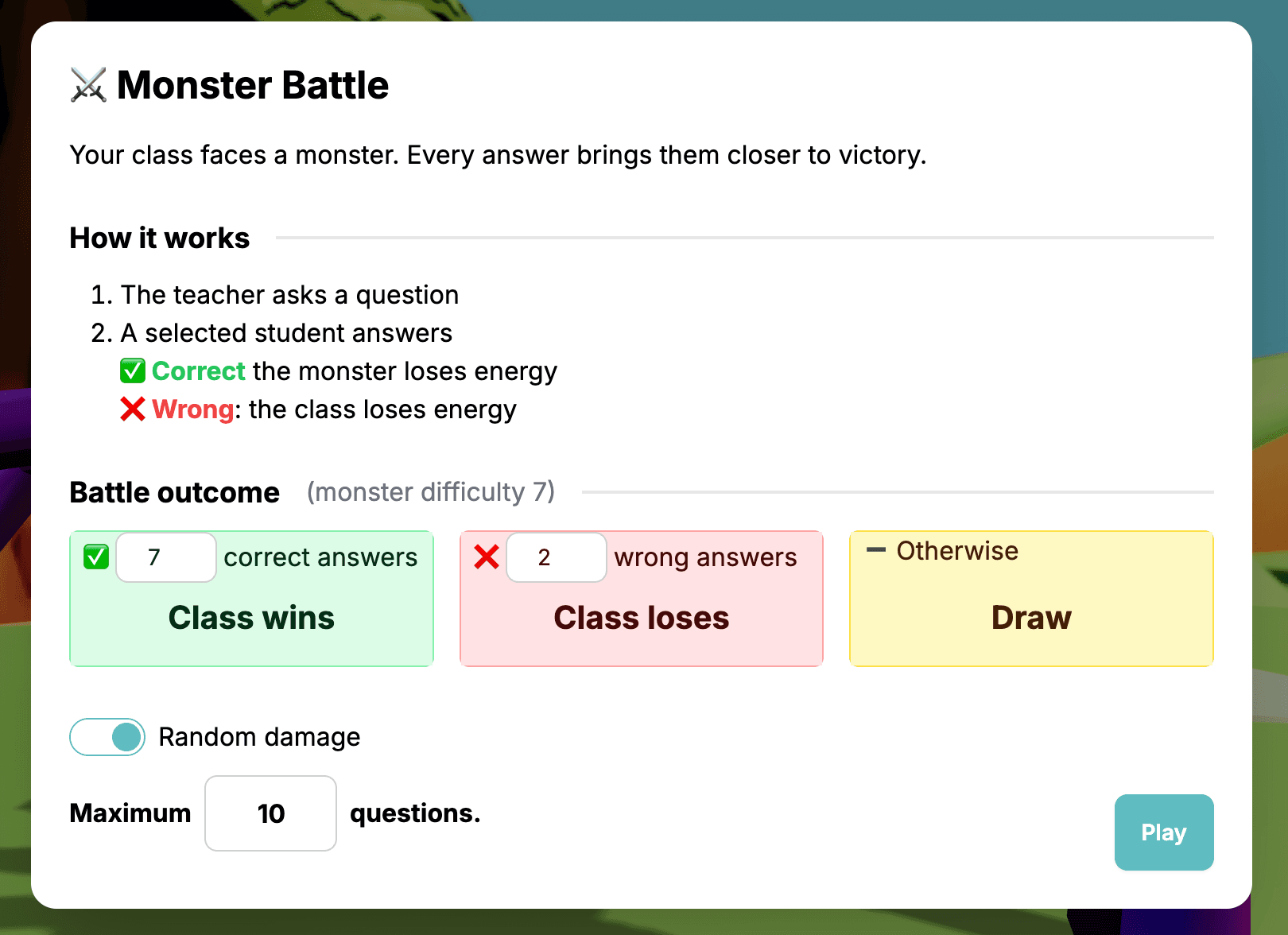 Monster Battle configuration