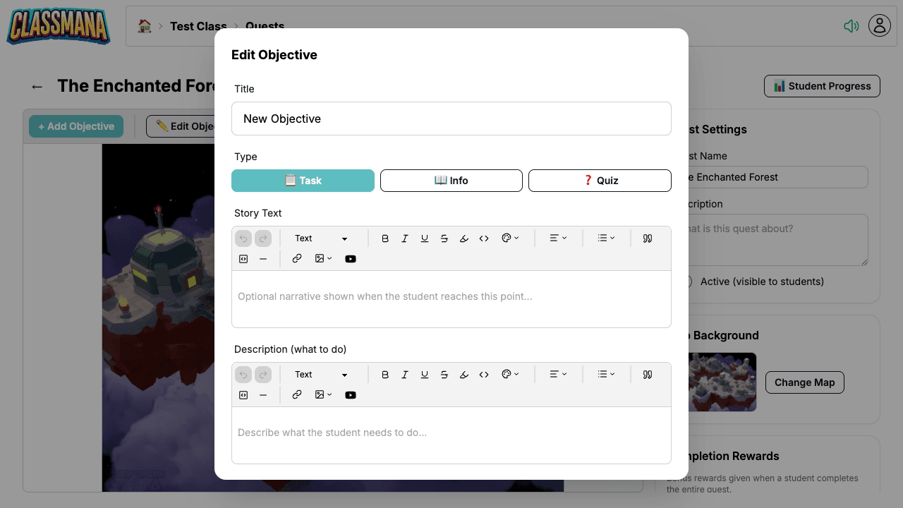 Edit quest objective