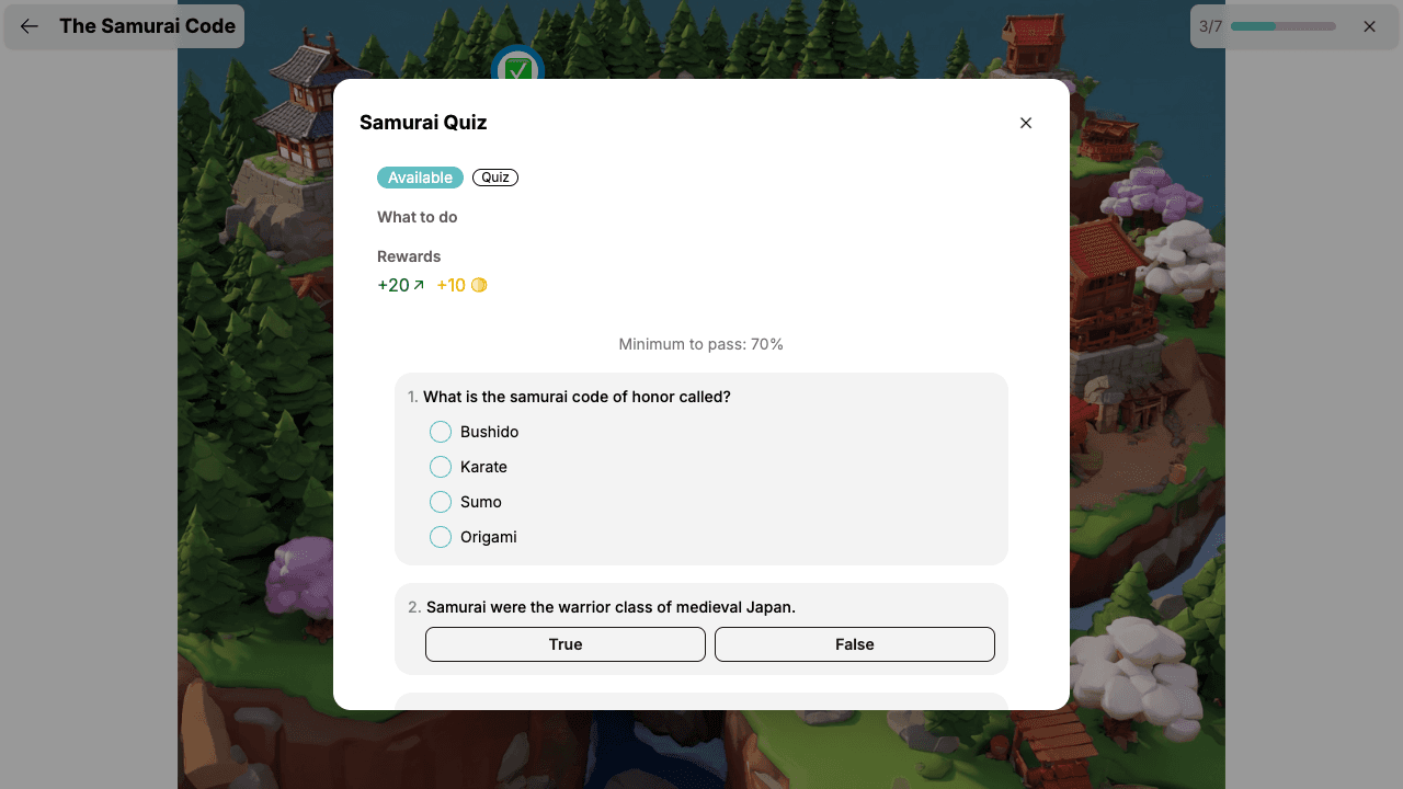 Student quest objective detail